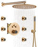 12" Luxury Rainfall Shower System with 3 Way Thermostatic Faucet, Brushed Gold