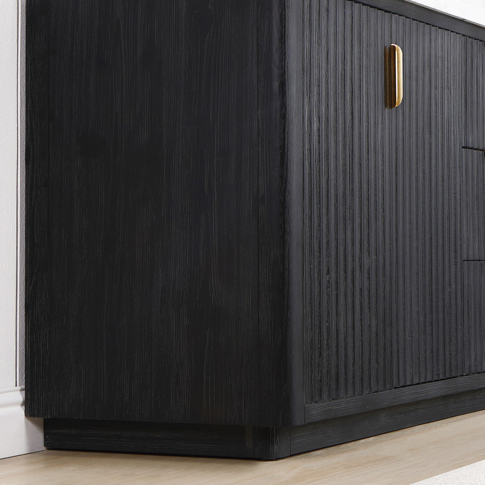 Vinnova Cadiz Bath Vanity, Composite Stone Top, Black, 72", No Mirror