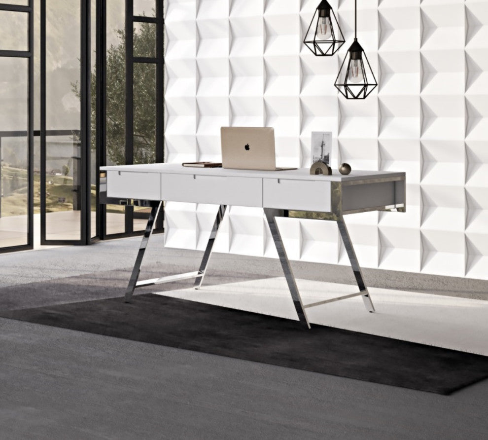 Modrest Dessart Modern White Gloss Desk