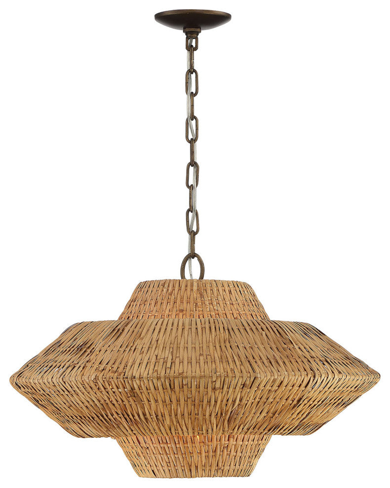 Luca Single-Light Rattan 3-Tier Chandelier