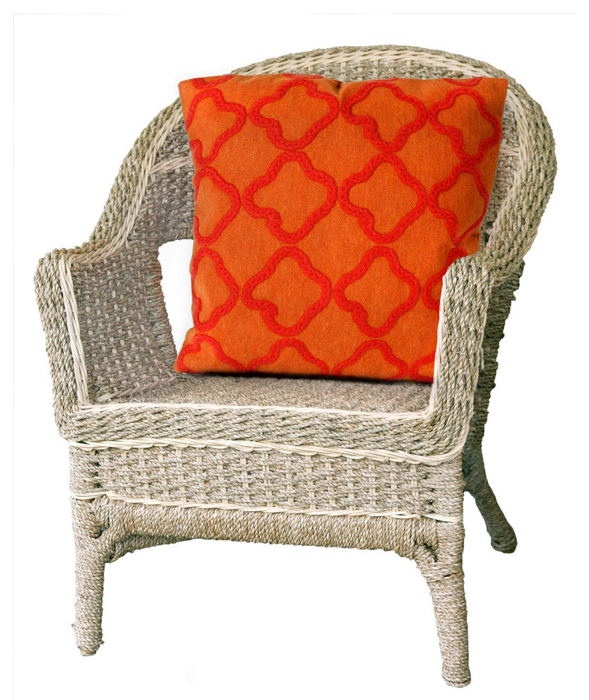 Visions I Crochet Tile Indoor/Outdoor Pillow, Orange, 20" Square