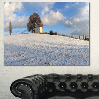 Winter Landscape with Chapel, Landscape Canvas Art Print, 60x40