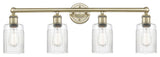 Hadley 4-Light 32" Bath Vanity Light, Antique Brass Finish, Clear Shade