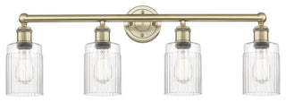 Hadley 4-Light 32" Bath Vanity Light, Antique Brass Finish, Clear Shade