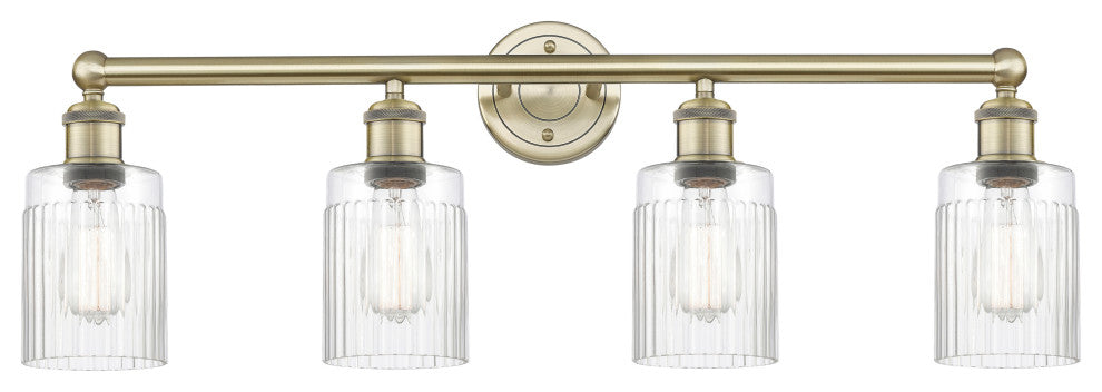 Hadley 4-Light 32" Bath Vanity Light, Antique Brass Finish, Clear Shade