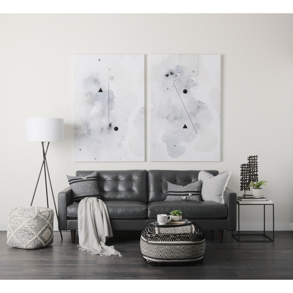 Nathan II 18"x20" Square Top White Marble and Black Metal End/Side Table