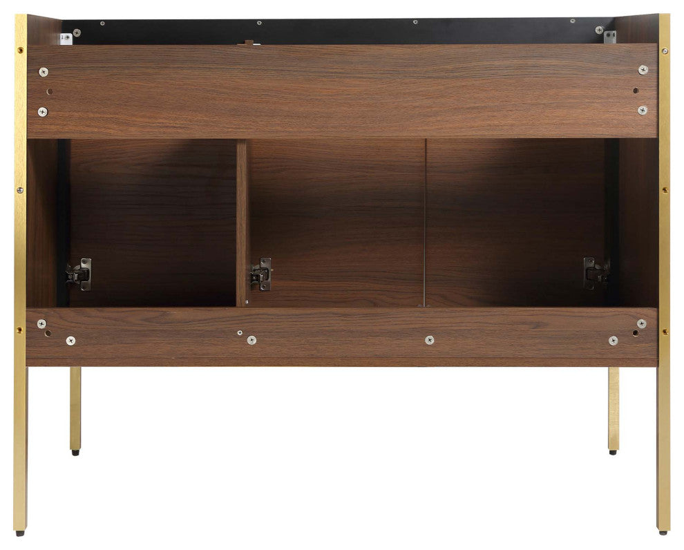 Oakville Bath Vanity, Ceramic Sink, Walnut Ebony, 42 Inch, Satin Brass Hardware