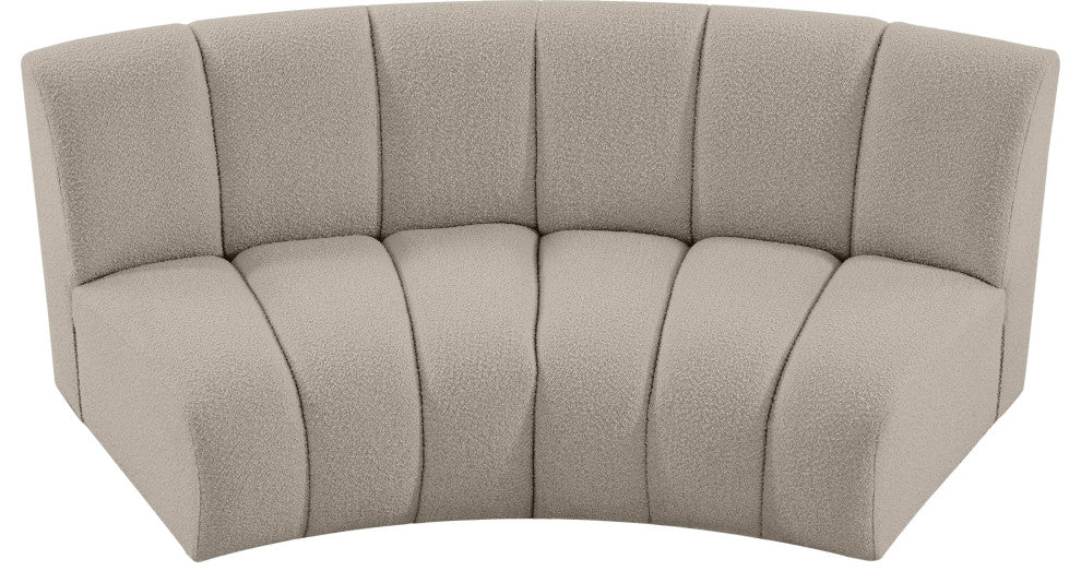 Infinity Black Boucle Fabric Upholstered Arc Shaped Modular Sectional, Brown, 2-Piece, Arc-Shaped