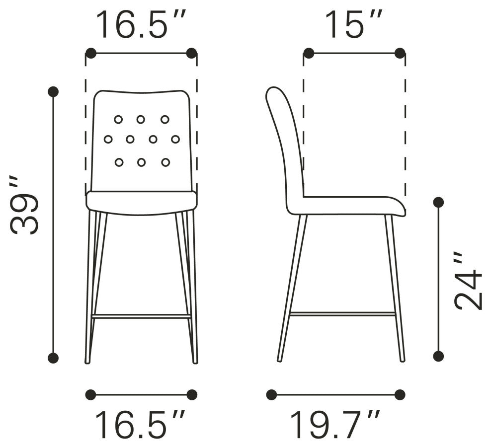 Uppsala Counter Chair, Set of 2 Graphite