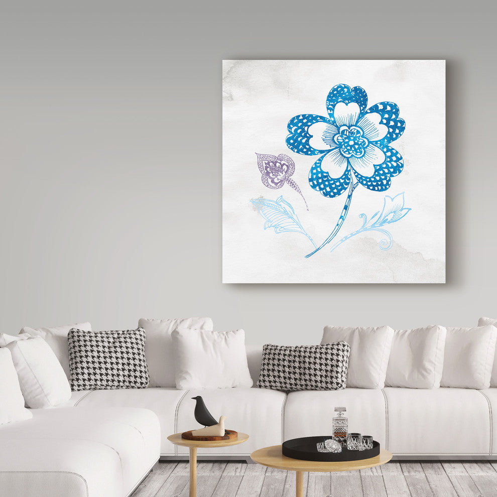 Wild Apple Portfolio ''Eastern Boho IV Peacock Blue'' Canvas Art, 14"x14"