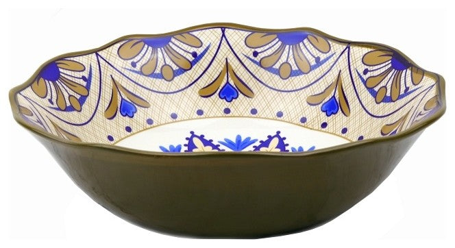 Bimini Collection Black and Gray 13" Wavy Stoneware Bowl