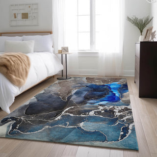 Premium Machine Washable Mayfield AMF503 Navy 9' x 12' Rug