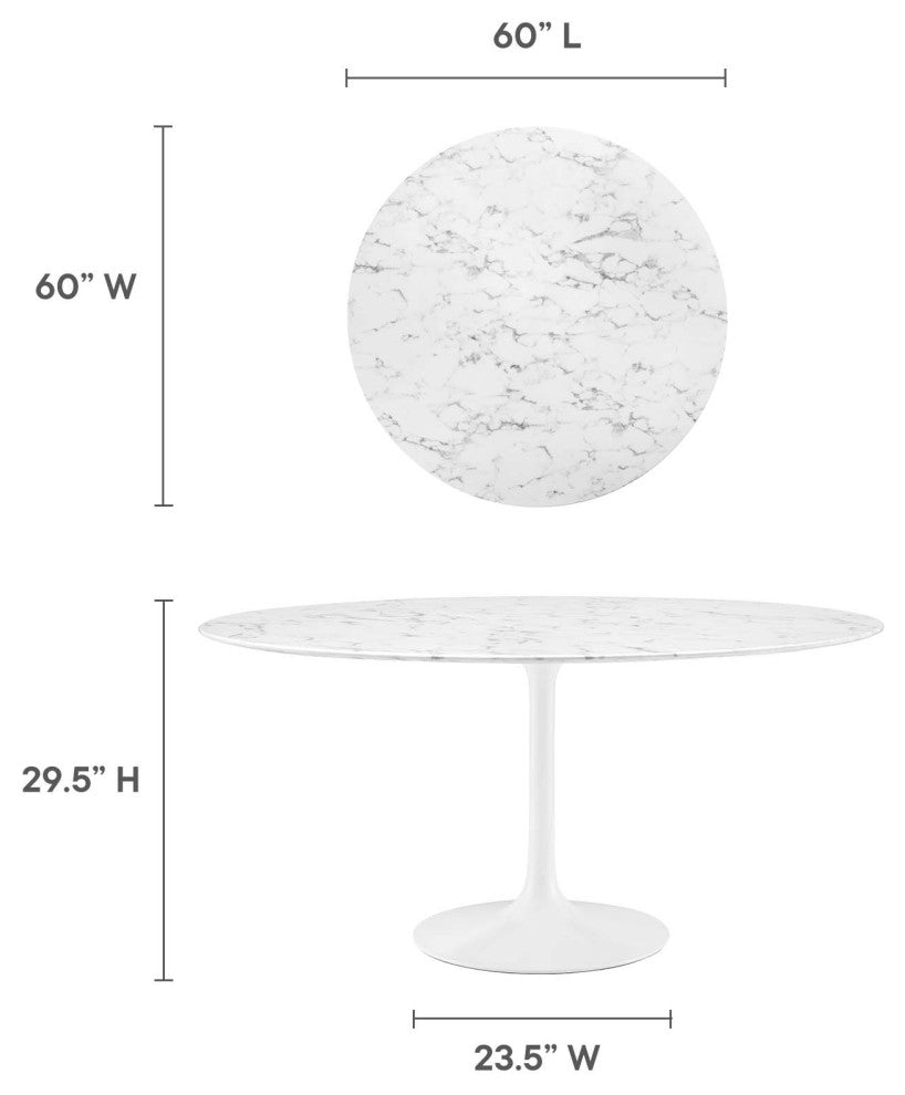 Lippa 60 Artificial Marble Dining Table, White