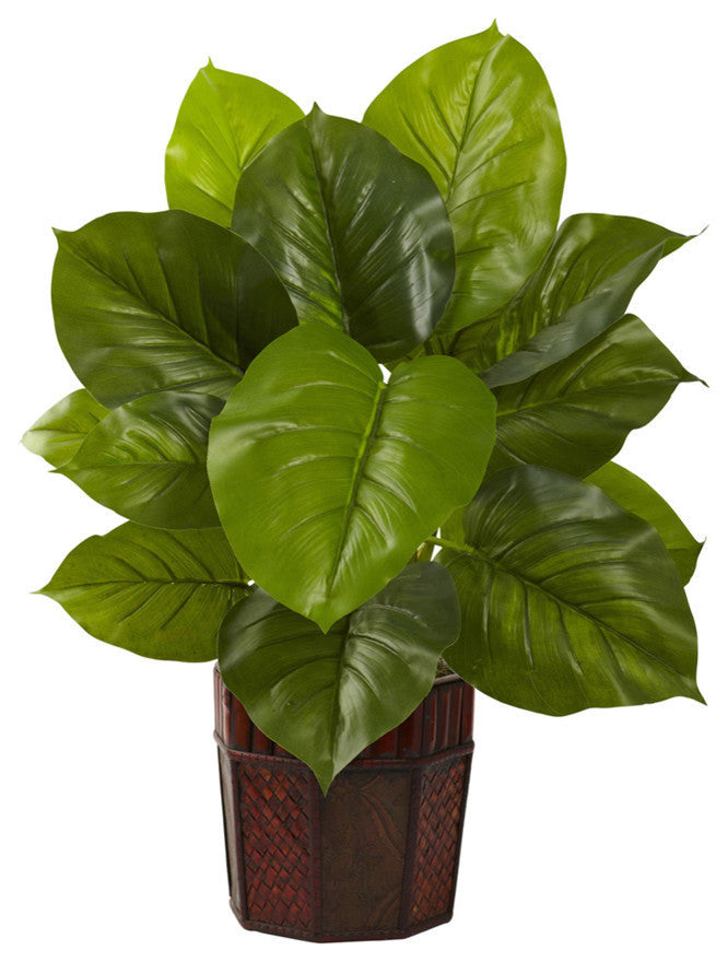 Large Leaf Philodendron With Decorative Planter, Real Touch