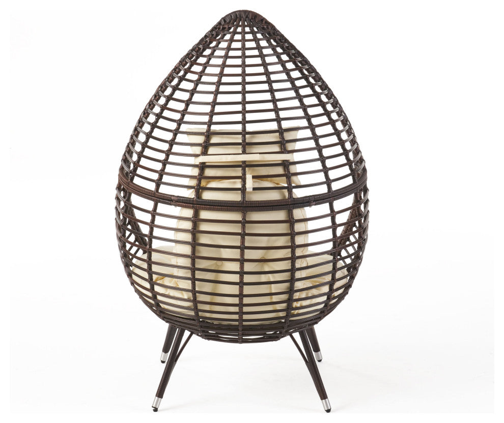 GDF Studio Dermot Teardrop Wicker Lounge Chair with Water Resistant Cushion