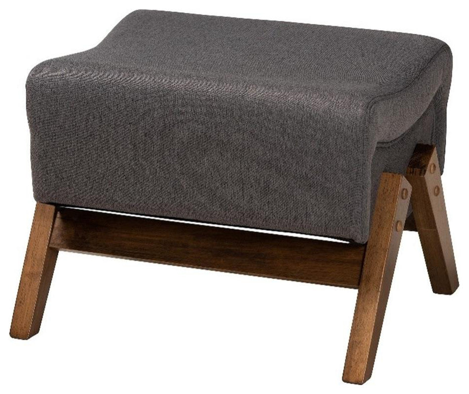 Baxton Studio Hanson Dark Gray Fabric and Walnut Brown Finished Wood Ottoman