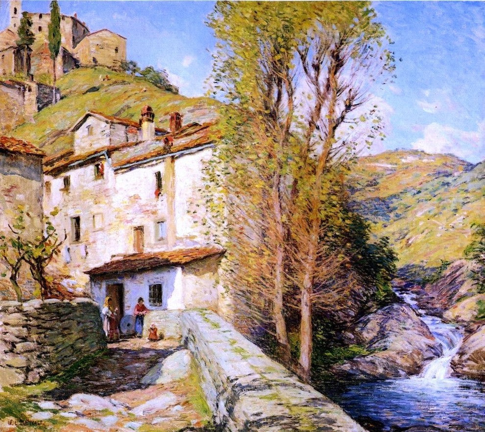 Willard Leroy Metcalf Old Mill- Pelago- Italy, 20"x25" Wall Decal