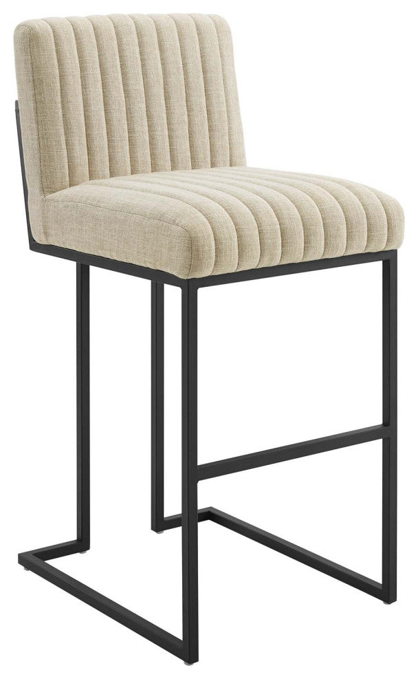 Indulge Channel Tufted Fabric Bar Stools-Beige