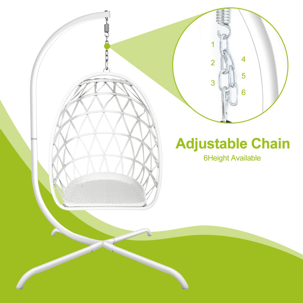 Outdoor Rattan Swing Chair Folding Hanging Egg Chair With Cushion and Pillow