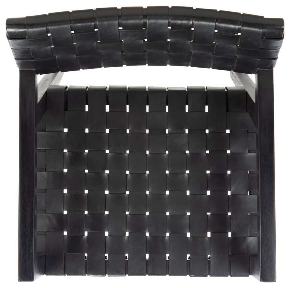 Safavieh Cire Leather Dining Chair, Black