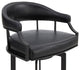 Pharaoh Swivel Black Powder Coated and Black Faux Leather Metal Bar Stool, 30"