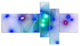 Blue Fractal Lights in Fog, Abstract Wall Art Canvas, 60"x32", 5 panels