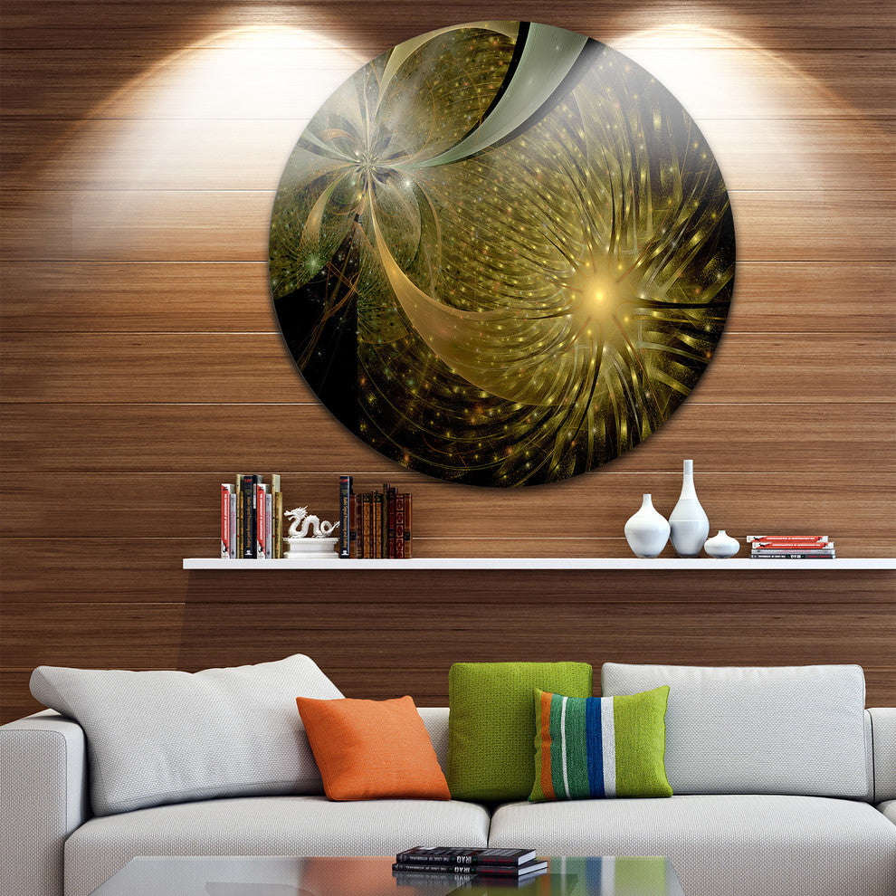Symmetrical Firework Pattern, Digital Art Disc Metal Artwork, 11"