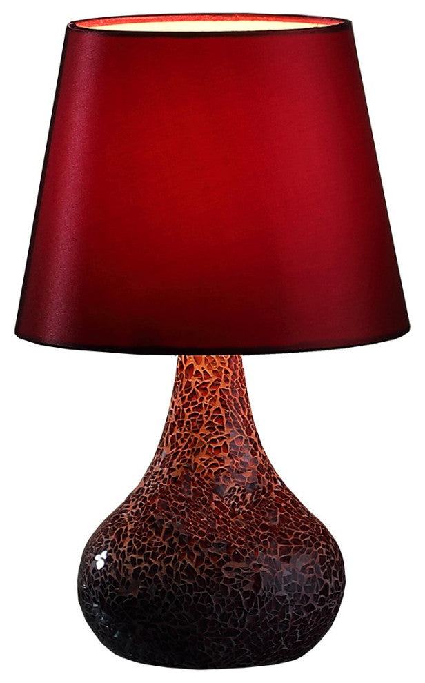 11" Stylish Red Glass Mosaic Table Lamp