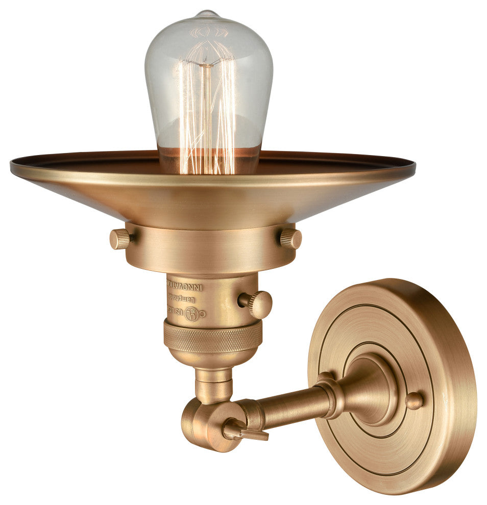 Railroad 1-Light Sconce, Brushed Brass, Shade: Brushed Brass