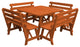 Pine 43" Square Table with Backed Benches, Redwood Stain