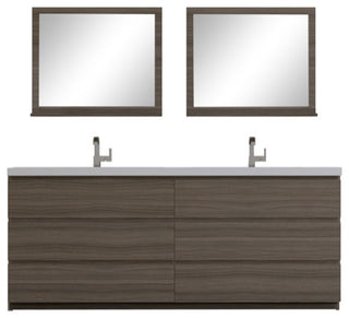 Paterno 84" Double Bathroom Vanity With Sink, Gray