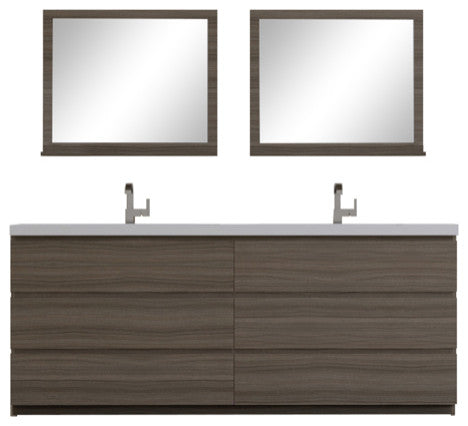 Paterno 84" Double Bathroom Vanity With Sink, Gray