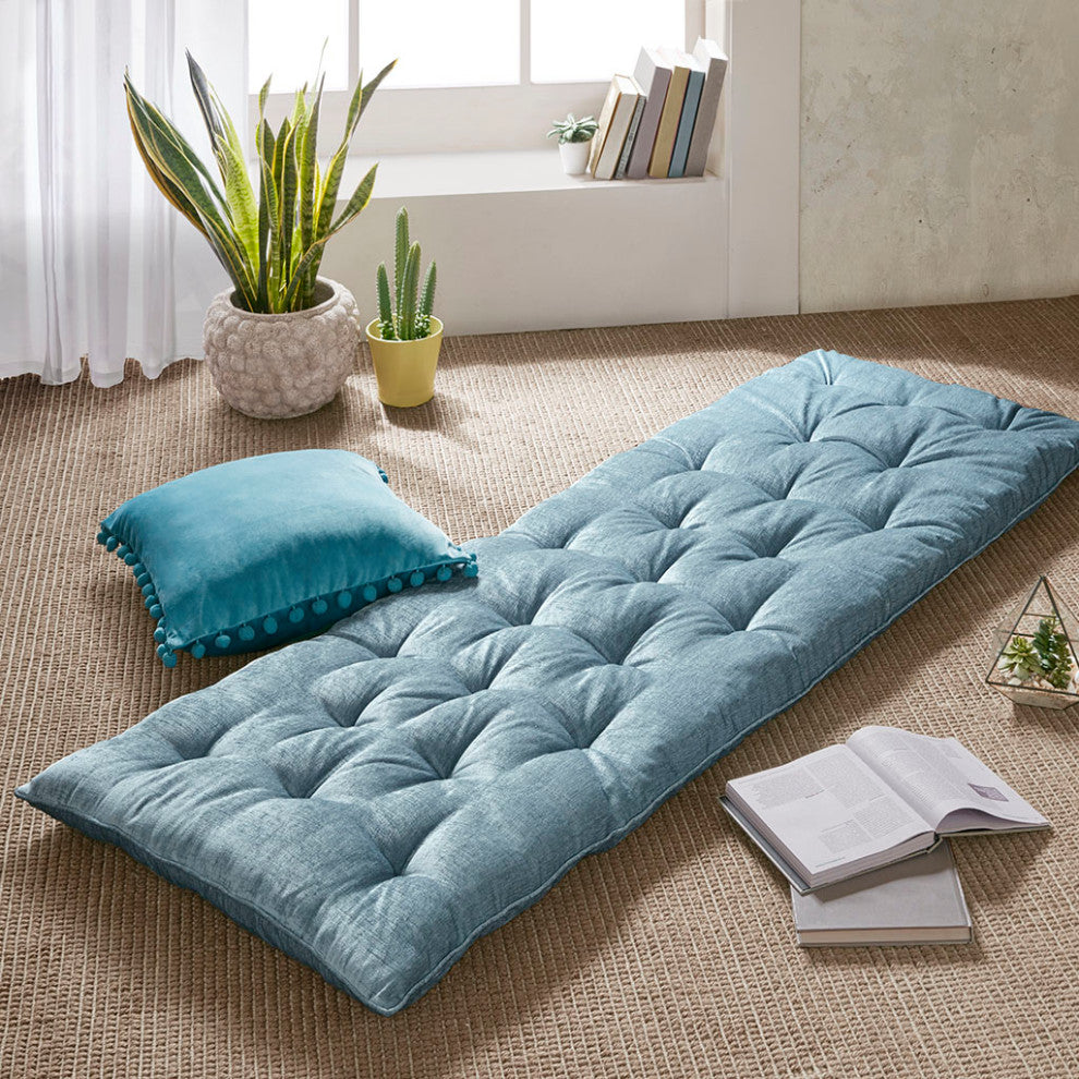 Intelligent Design Edelia Lounge Floor Pillow Cushion, Aqua Blue, Aqua Blue