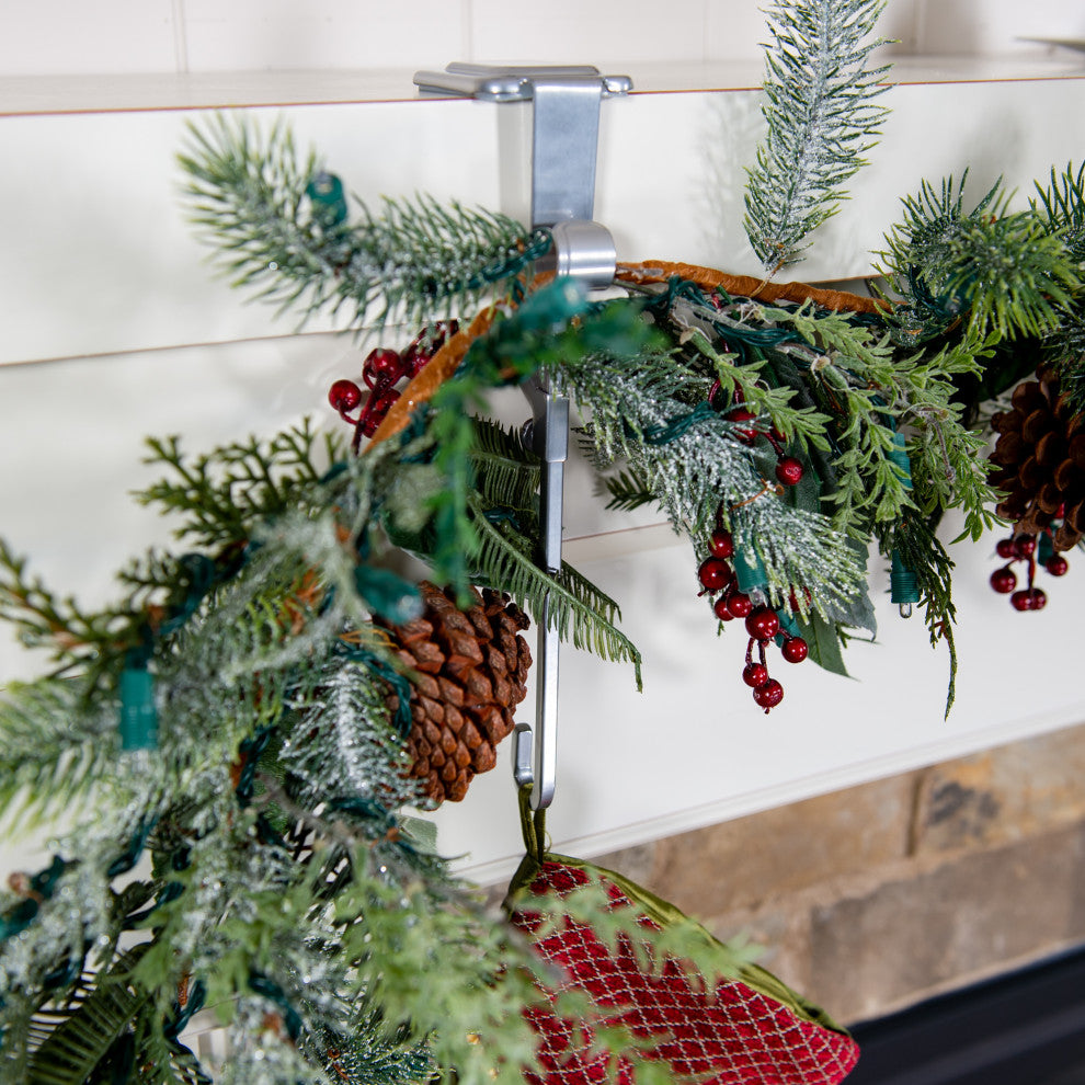 Garland and Christmas Stocking Holder, Silver, 2 Pack