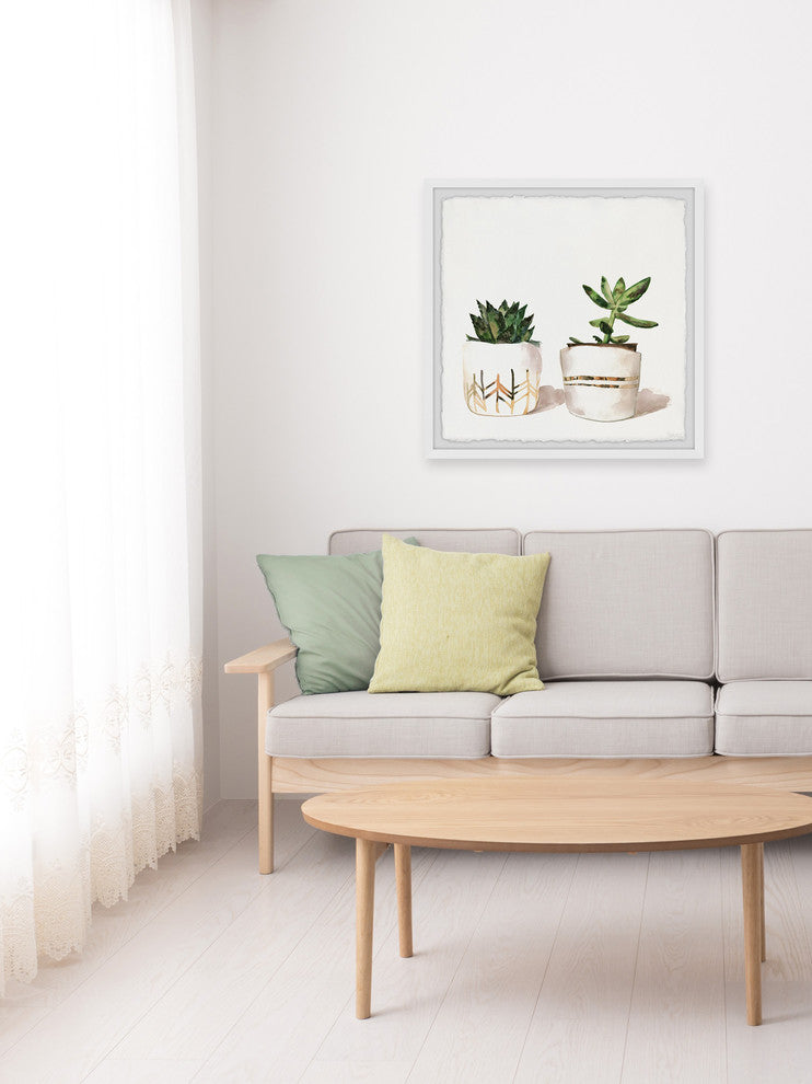 "Golden Potted Cactus" Framed Painting Print, 24"x24"