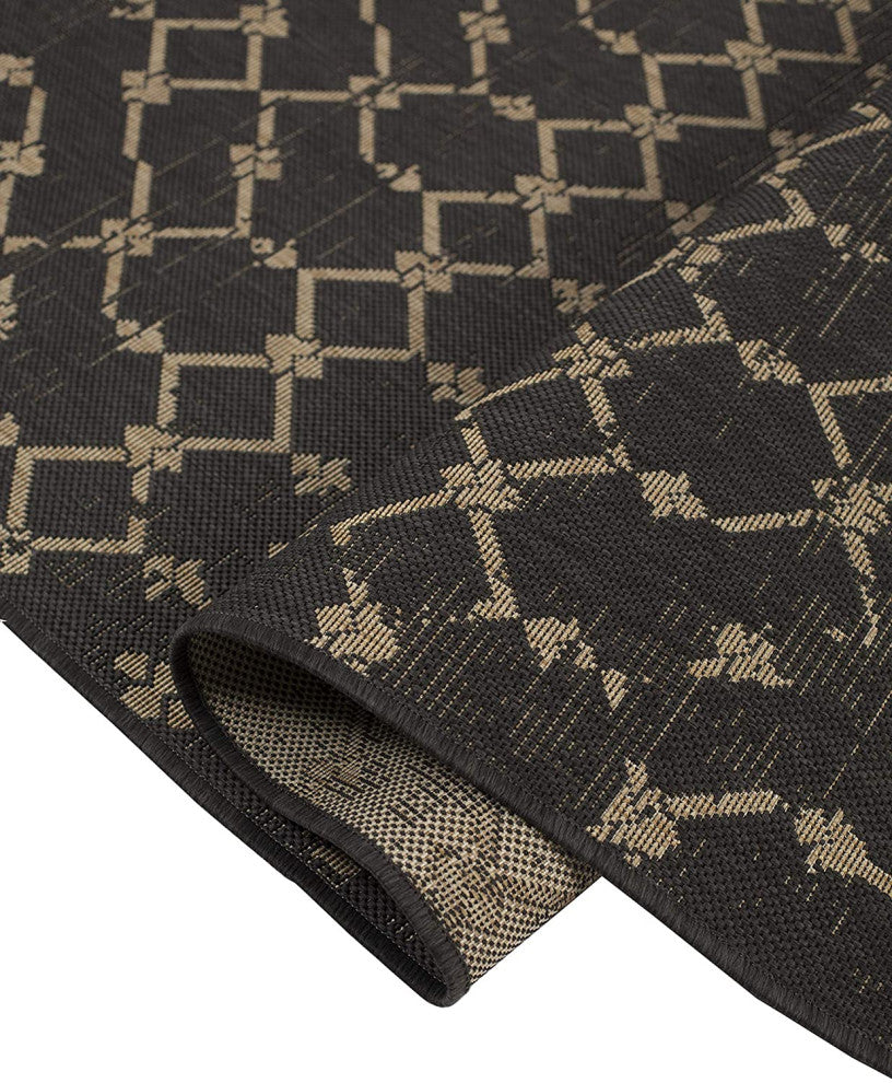 Outdoor Collection Geometric Area Rug - Bohemian Rug, Charcoal, 7'10"x10'