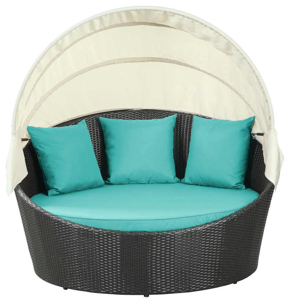 Siesta Canopy Outdoor Patio Daybed, Espresso Turquoise