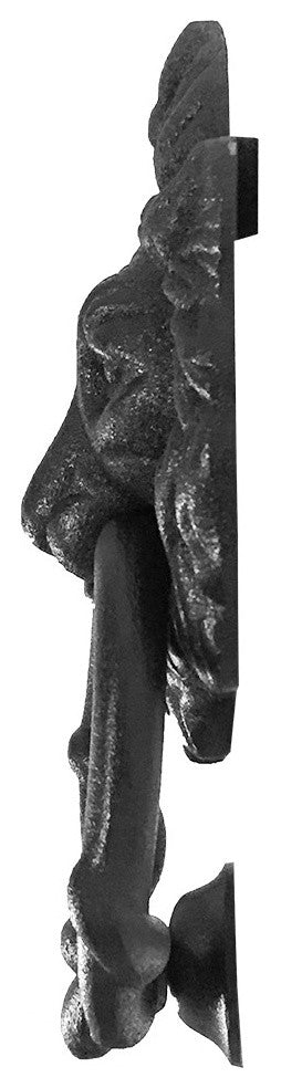 2 Piece Black Lion Front Door Knocker Cast Iron Rustproof Finish 6"