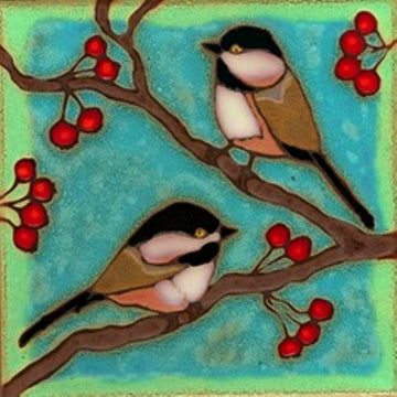Chickadee Hand Painted in USA Ceramic Tile