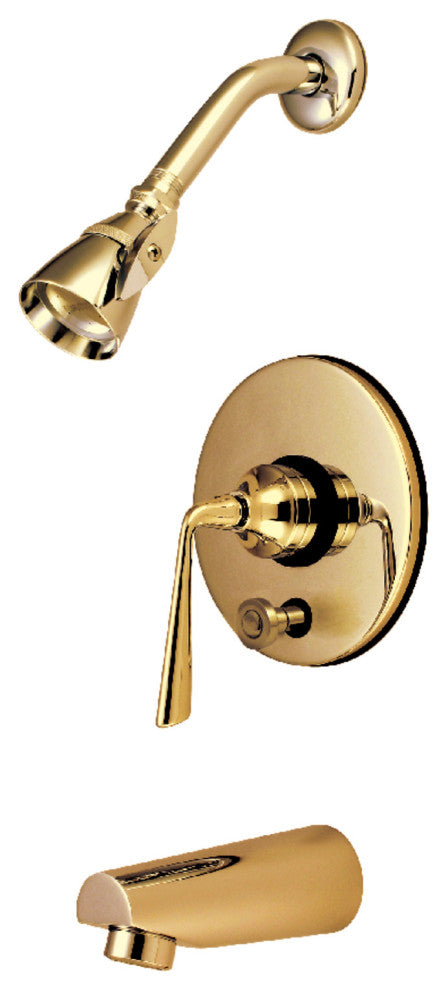 Kingston Brass Tub and Shower Faucet With Diverter, Polished Brass