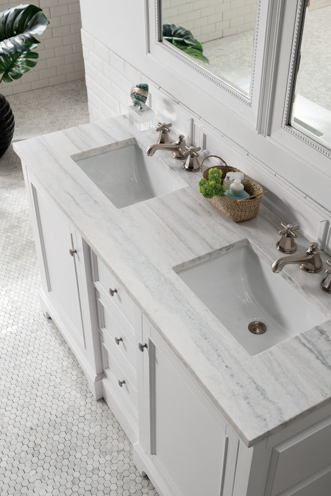 James Martin 825-V60D-BW-3AF De Soto 60" Double Vanity w/ Solid Surface Top