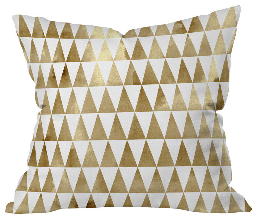 Georgiana Paraschiv Triangle Pattern Gold Outdoor Throw Pillow