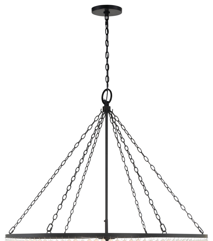 Rylee 15-Light Matte Black Chandelier, Frosted Glass Beads