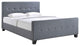 Modern Contemporary Bed Frame, Smoke Fabric, Queen Size