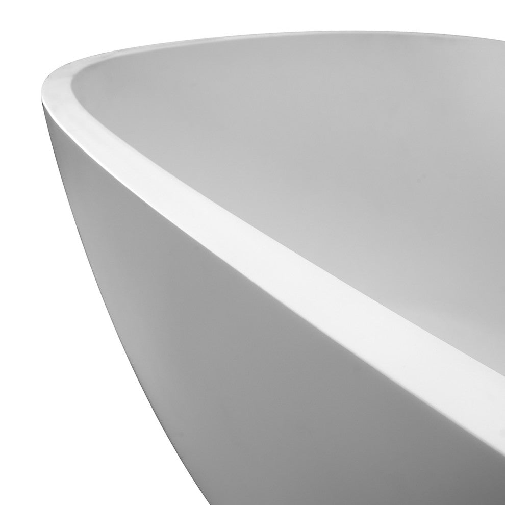 67" Solid Surface Freestanding Flatbottom Non-Whirlpool Bathtub, White