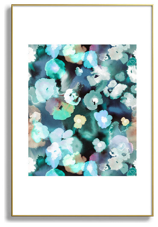 Ninola Design Watery coastal flowers Metal Framed Art Print