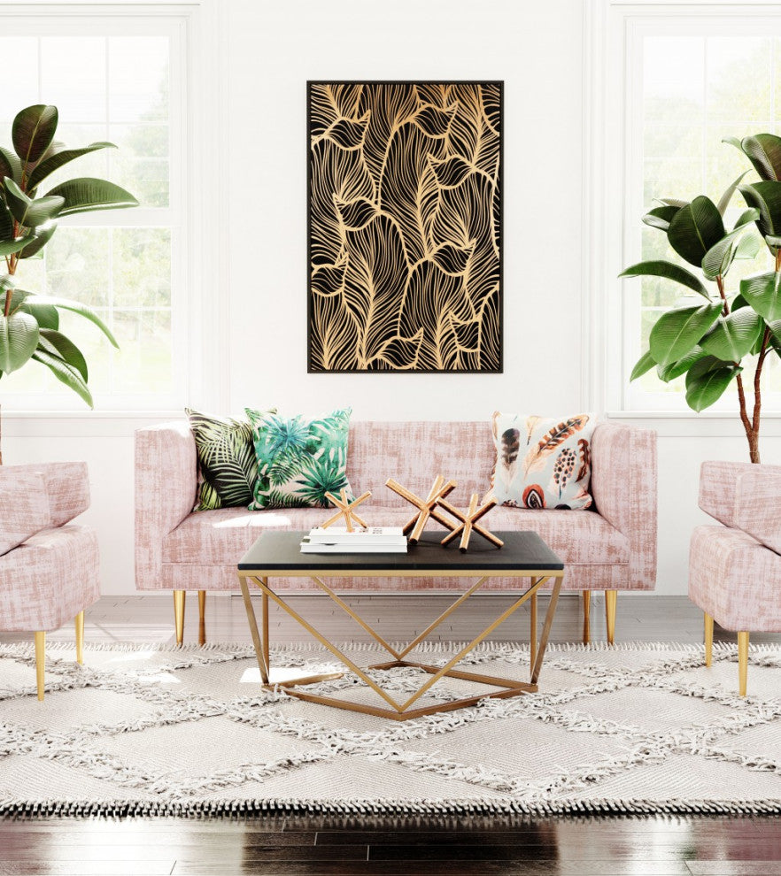 Black and Gold Modern Floral Wall Art