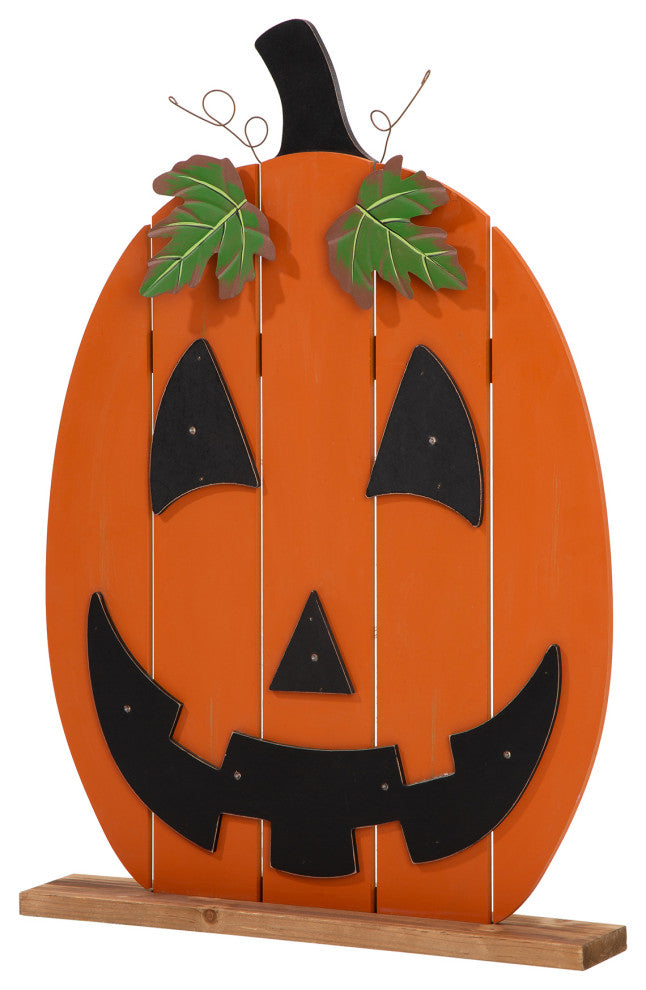 30"H Lighted Wooden  Pumpkin Porch Decor