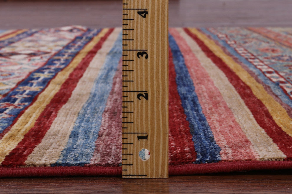 4' 0" X 6' 1" Handmade Super Kazak Khorjin Wool Rug - Q12310