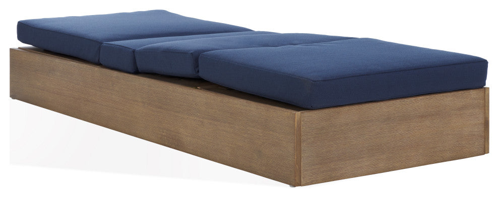 Safavieh Couture Vincent Wood Chaise Lounge Chair, Natural/Navy